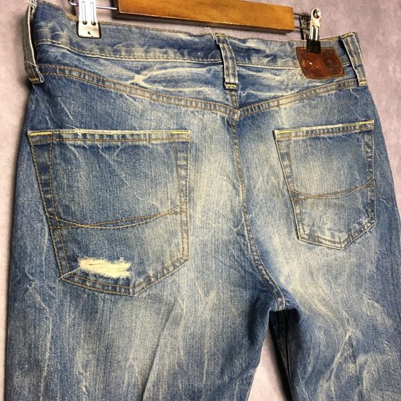 Bullhead Mens Blue Jeans size 32x30 Gravels Slim Fit Destroyed Distressed Denim - Picture 9 of 12